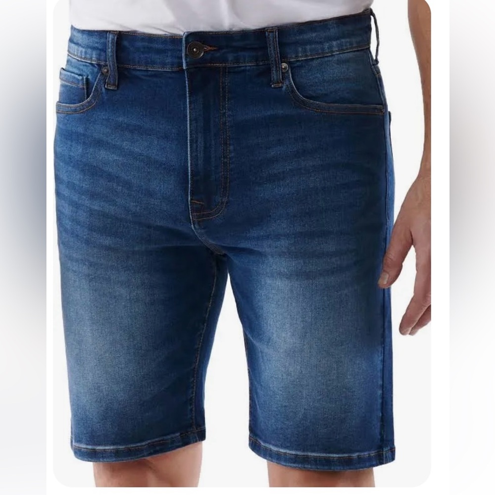Slim Fit Lazer Dark Denim Shorts